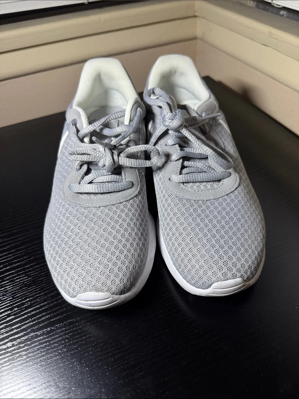 Women Nike Light Gray Mesh Sneakers with White Swoosh